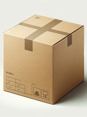 DALL·E 2023-11-30 15.07.37 – Create an image of a modern, minimalist cardboard mailer box. The box should be made of high-quality kraft material and have a simple, flat design. It