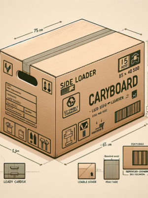 DALL·E 2023-11-30 18.48.35 – Illustration of a cardboard box with a side loader design, suitable for the dimensions of 75 cm x 50 cm x 60 cm and a weight capacity of 2.5 kg. The b (1)